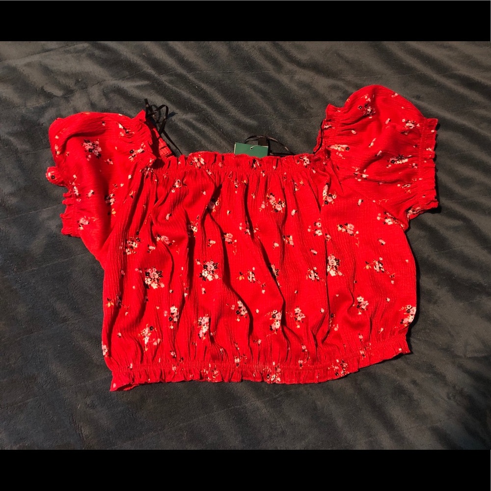 Red Floral Crop Top